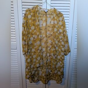 LuLaRoe Floral Yellow Kimono